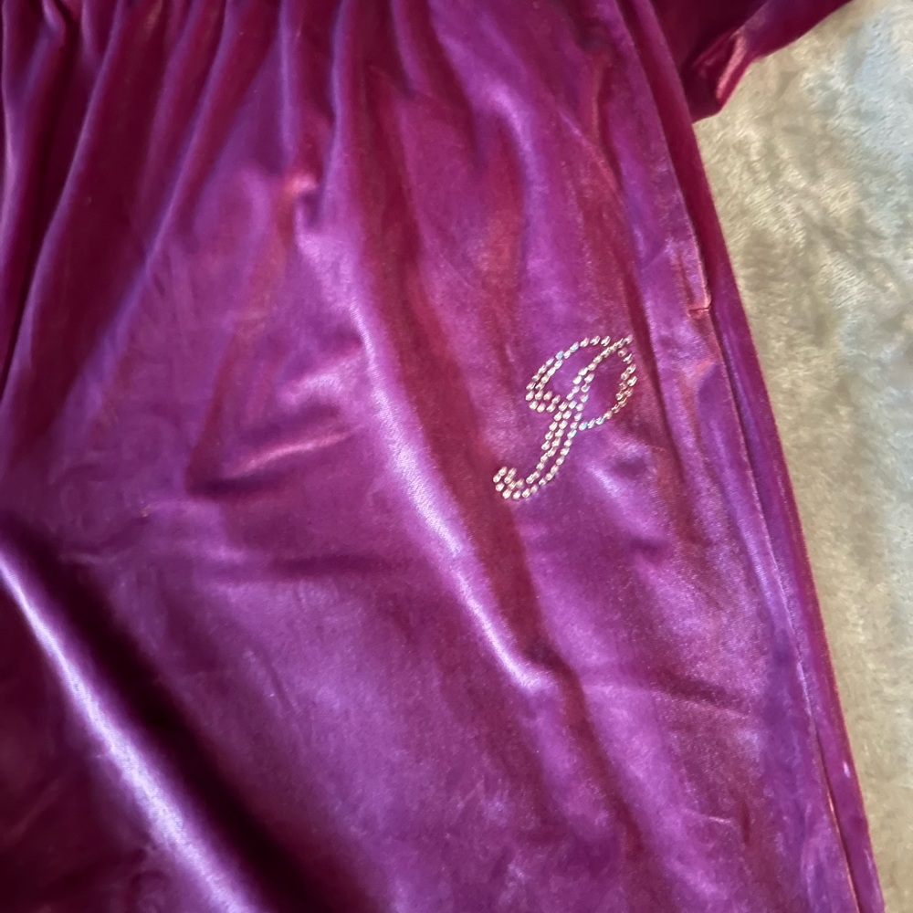 Velour Two-Piece Track Set in Plum - Juicy Couture Inspired - Picture 5 of 9
